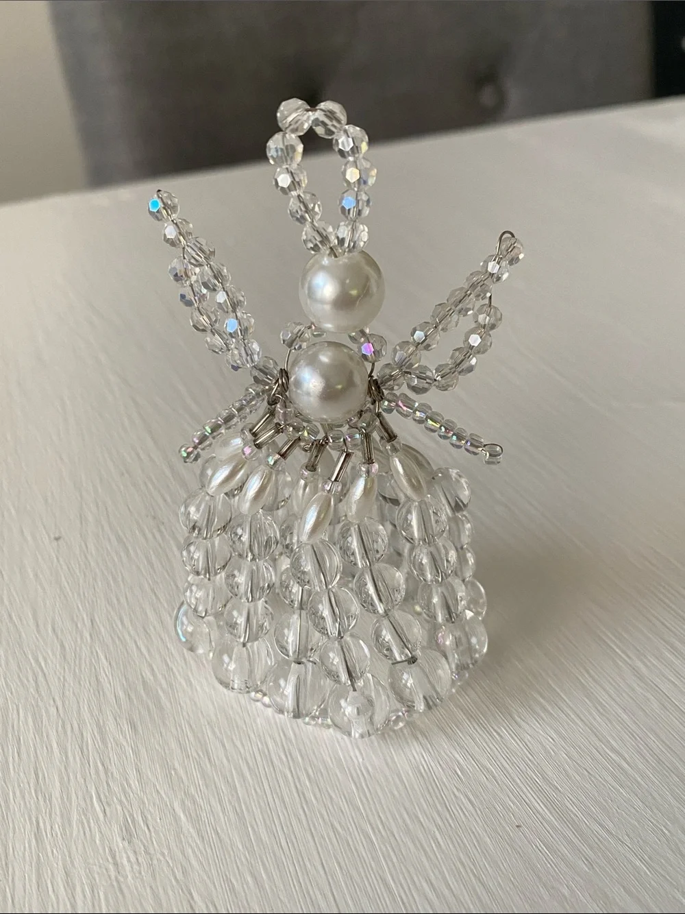 3D Crystal Angel Ornament - Clear Crystals & Pearls Christmas Decor